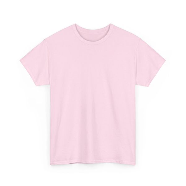 Plain light pink short-sleeve t-shirt on a white background.