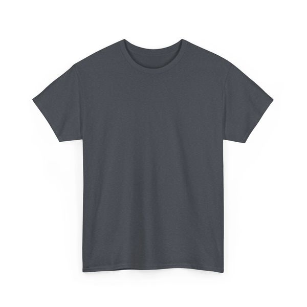 Plain dark gray T-shirt with a classic crew neck and short sleeves.
