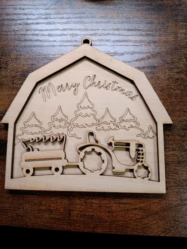 Tractor and Trailer Barn Ornament $5