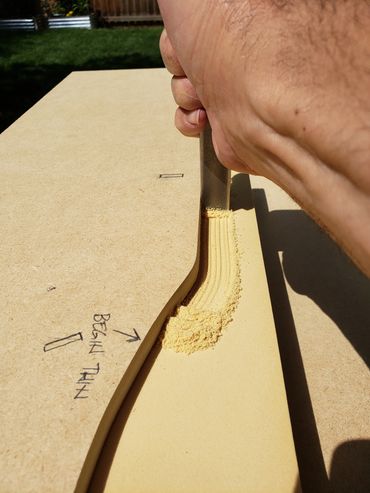 Making the grooves by hand with a special steel tool.