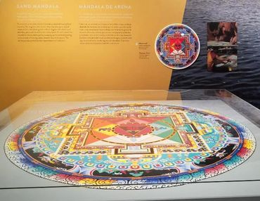 View of original mandala and the tactile mandala in the background.