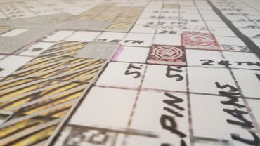 Close up of transparent tactile additions to the original map.