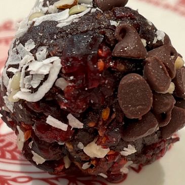 cranberry coconut chocolate energy bite