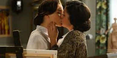 Two women kissing