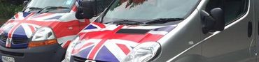 Fleet of British window cleaning for residential and commercial use.