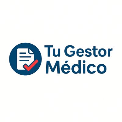 Logo for Tu Gestor Médico with a document and checkmark icon.