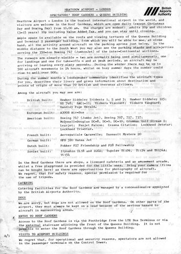 BAA Heathrow Information Sheet A/1