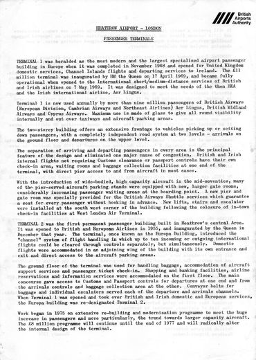 BAA Heathrow Information Sheet E/1