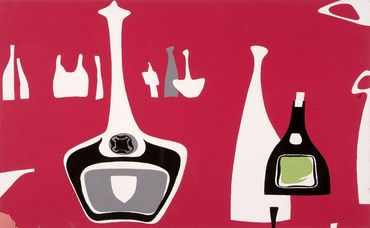 'Carafe' wallpaper designed by June Lyon, c.1955. SC58.53. Museum of Domestic Design & Architecture,