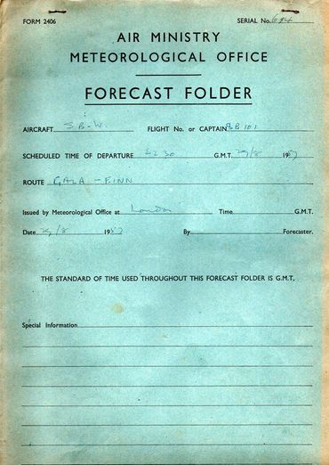 Forecast Folder Air Ministry Meteorological Office 29/30 August 1957