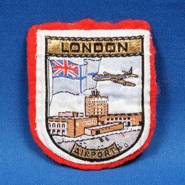 London Airport Patch Red Gold Sampson's Souvenir Badges