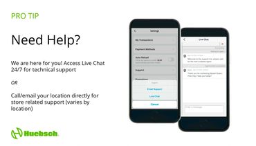 Customer service for Huebsch App