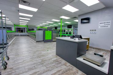 Counter and Wash & Fold Station at Mary’s Laundromart in Lauderdale Lakes.