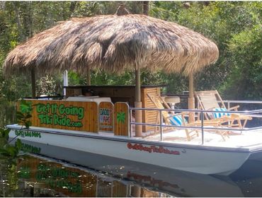 The tiki boat near the mangroves