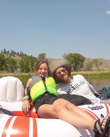 Mike Talia tubing with his daughter.