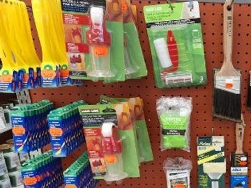 Photo of various paint supplies and sundries on clearance