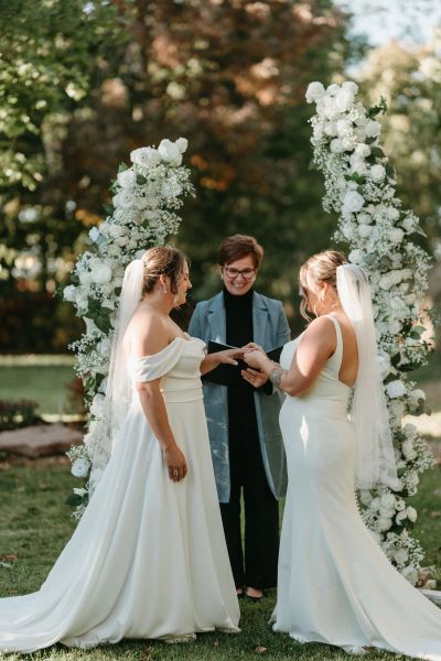 Two brides being married by an Ontario Wedding Officiant.