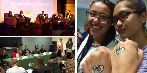 Students attend journalism and job panel discussions, show off their student forum freebie tattoos.
