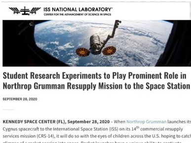 Press release, partnership lead to CASIS sharing news of student experiments launching to the ISS.