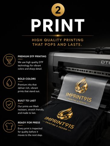 High-quality DTF printing with bold colors and lasting prints, ready for press.