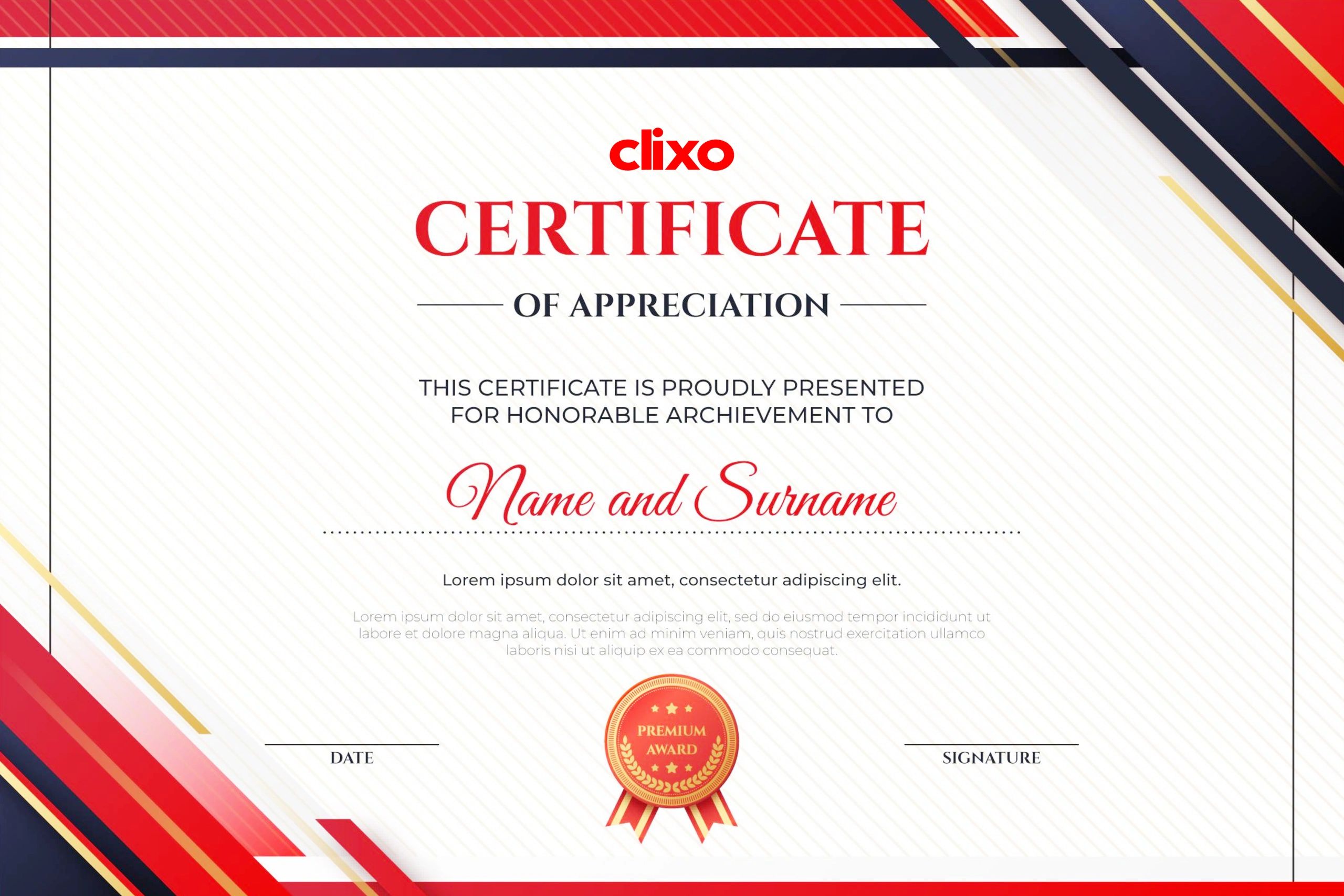 ClixoApp certificate of Appreciation