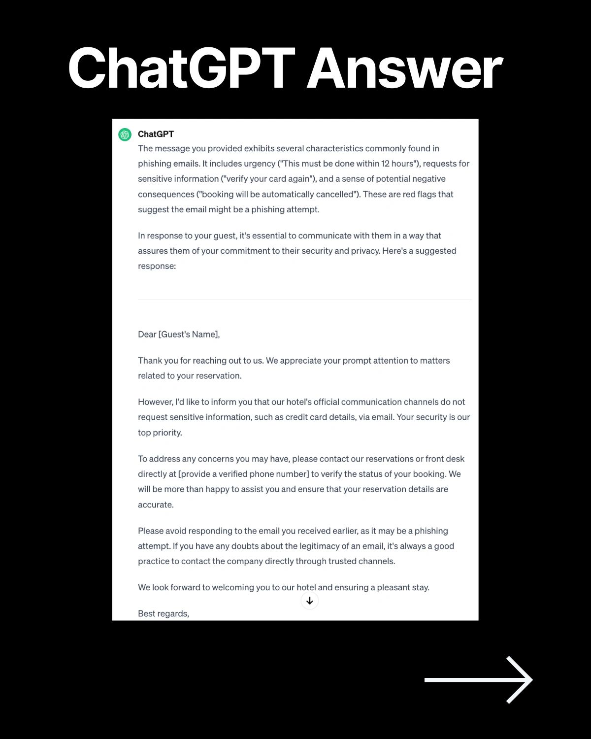 Chatgpt Scam Email Guest Response