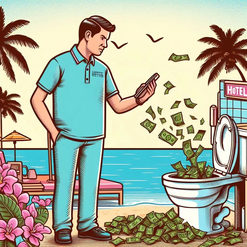Hotel Owner with no time to use tech, flushes money down the toilet