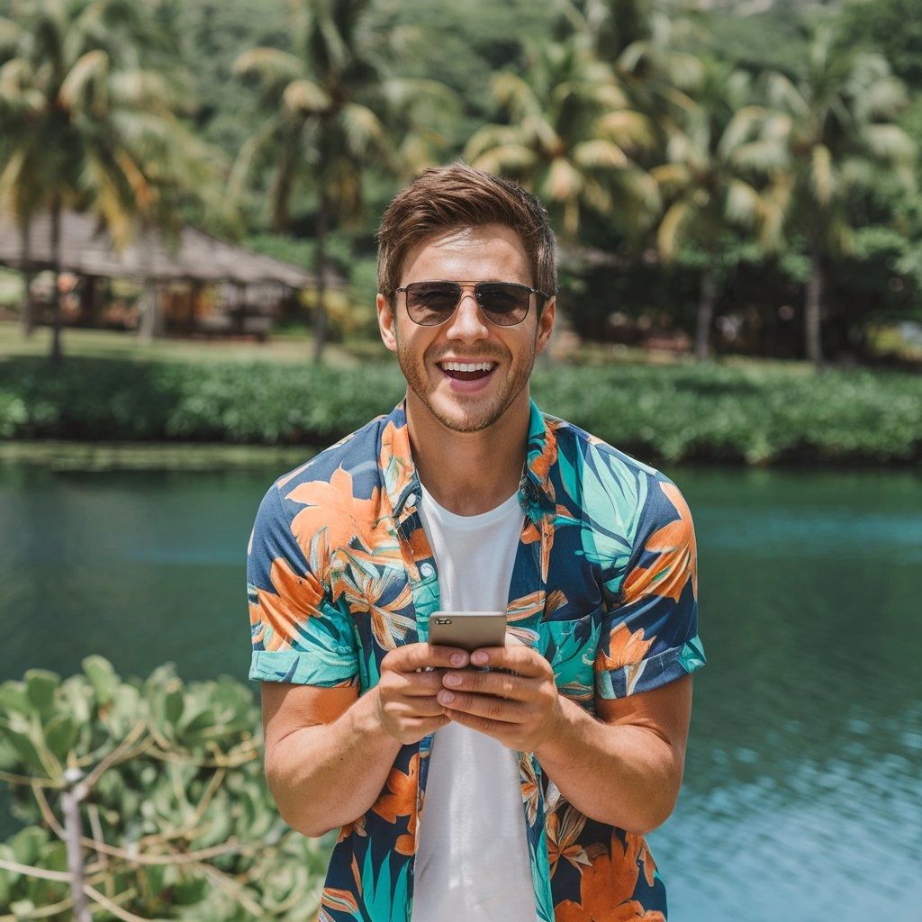 A happy guest paying by mobile at your hotel, like he does at home.