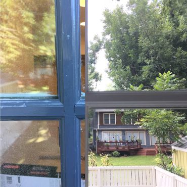 We can safely remove paint leaving clear windows with our window cleaning services.