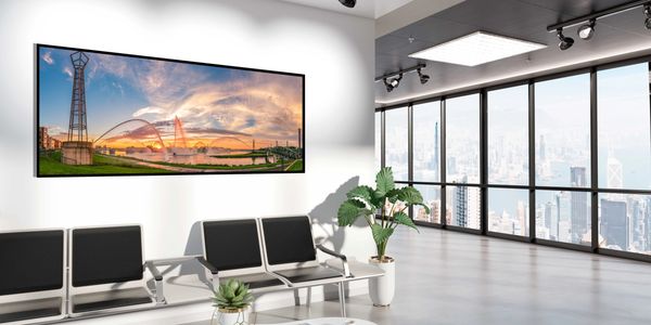 An AI-generated image from FreePik of an office where a print was superimposed on an open wall.