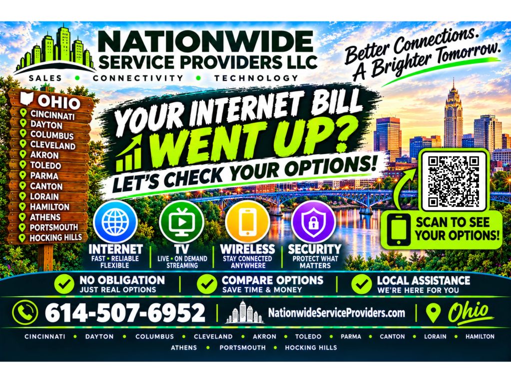 Advertisement for Nationwide Service Providers LLC in Ohio with contact info and services.