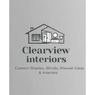 Logo for Clearview Interiors specializing in custom shades, blinds, shower glass, and interiors.