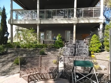 Upper columns ate BEFORE
Lower columns FINISHED 
Faux marble. Customized to client's taste.