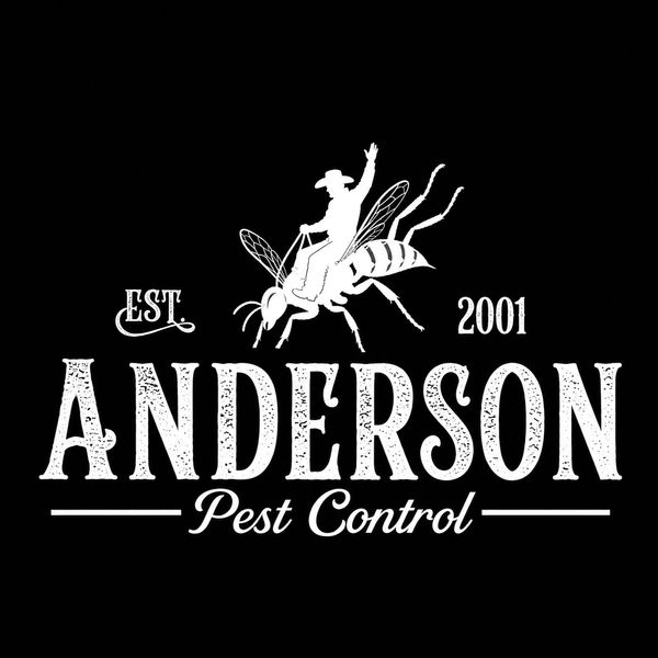 Logo of Anderson Pest Control with a cowboy riding an insect, established 2001.