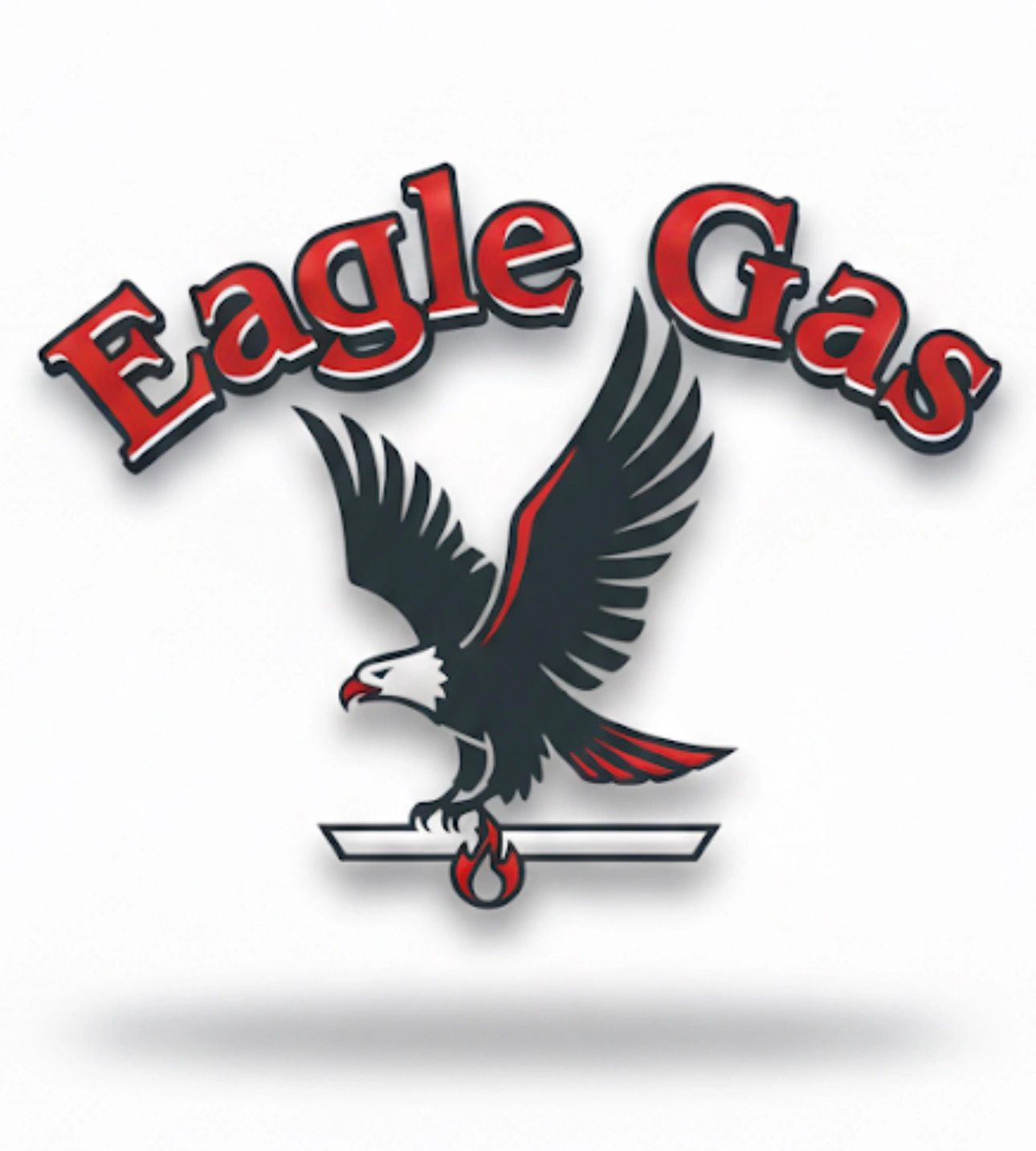 Logo for Eagle Gas featuring a fierce eagle and flame symbol.