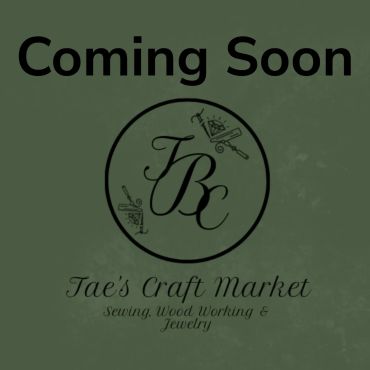 Logo for Tae's Craft Market with a Coming Soon announcement.