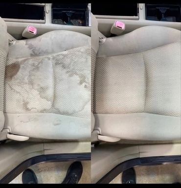 Before and after cleaning a passenger seat