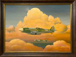 "Mark XIV Spitfires" ("Afternoon Patrol") by John Dormer 
20"x28"
$2,500 + shipping