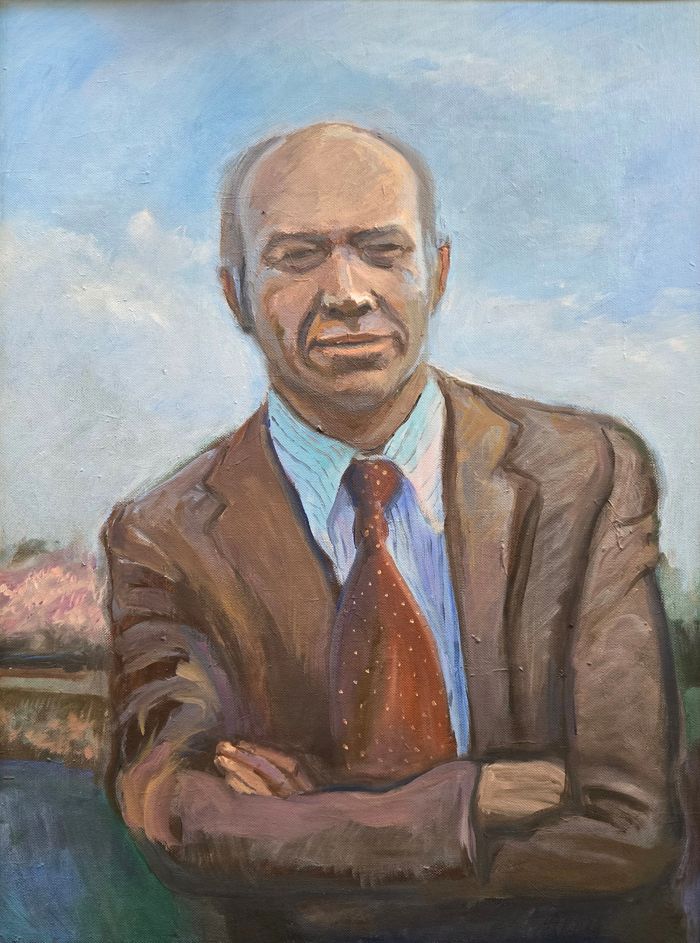 Portrait of the Artist's father from 1965 or 1966. Painted in March 2025 in oil.