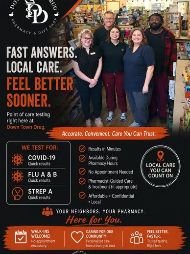 Pharmacy team promotes fast, local care with walk-in testing for COVID-19, flu, and strep A.