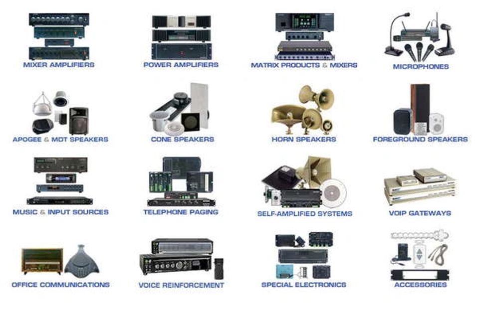 Overhead paging system PA public address Bogen amplifier sales Install cable wire Repair fix change