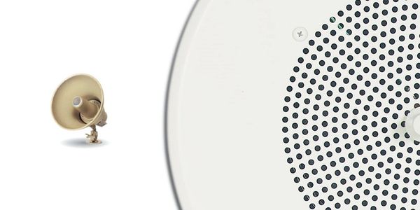 Overhead paging system PA public address Bogen valcom Viking amplifier round ceiling speaker volume