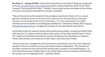 Meisel Holdings Manages Services | Santa Maria Suites Top Hotel in The USA