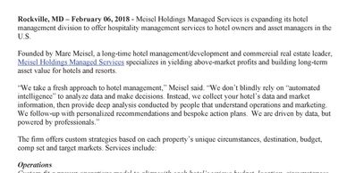 Meisel Holdings Managed Services | Hotel Management