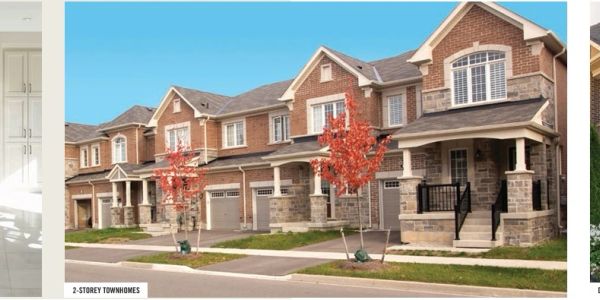 Row of modern 2-storey townhomes.