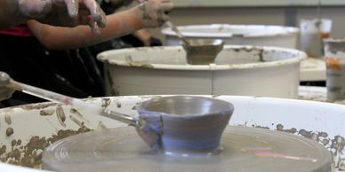 Kids pottery wheel at Summer Art Camp, Art Dept Studios