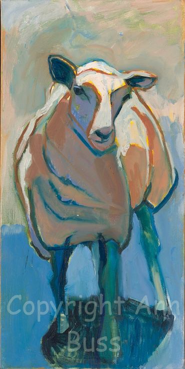 Colorful abstract painting of a sheep with bold outlines and vibrant shades.
