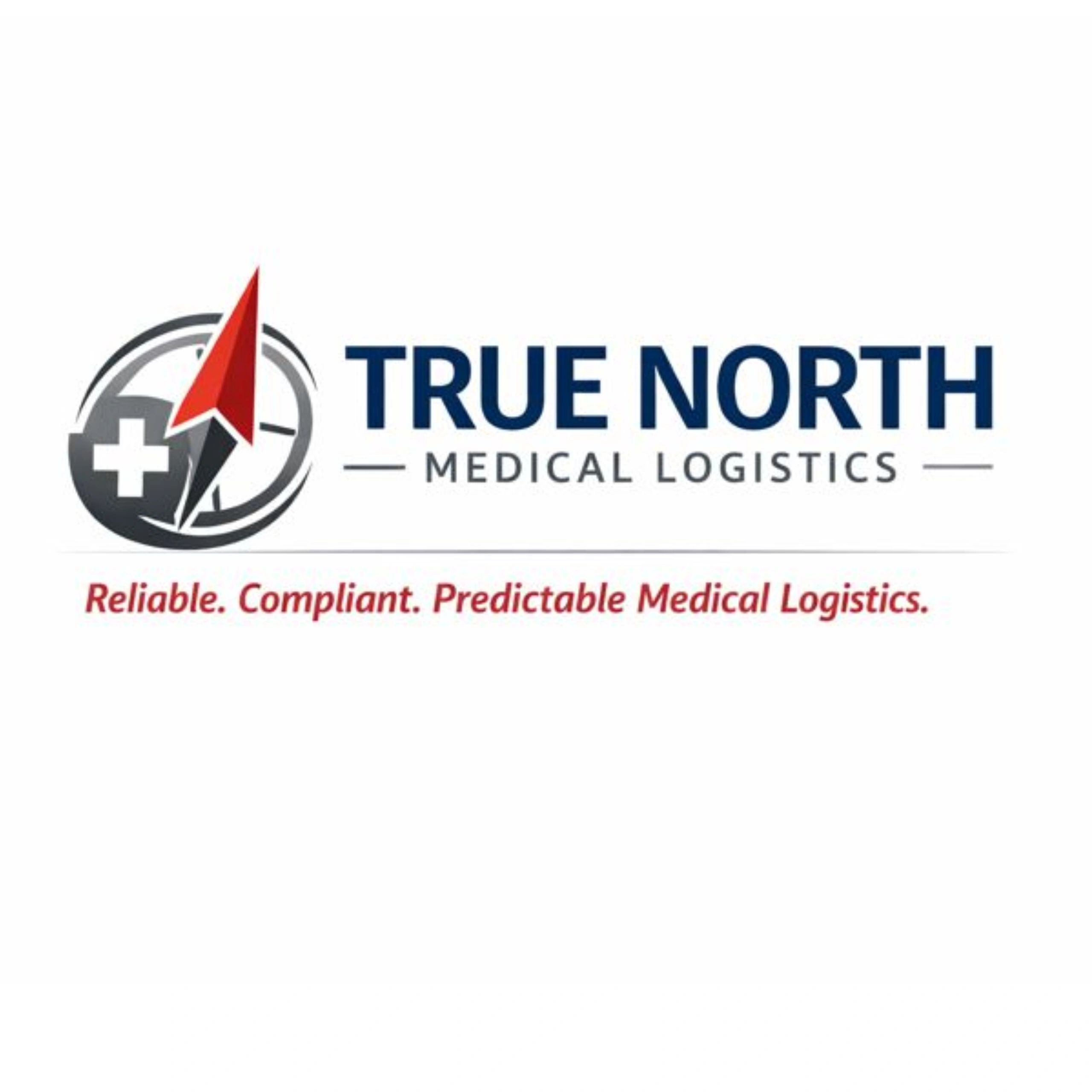 Logo of True North Medical Logistics with a compass and medical cross.