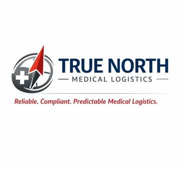 Logo of True North Medical Logistics with a compass and medical cross.