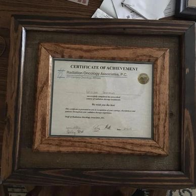 I asked him to make me a frame for my certificate of achievement for finishing my 6 weeks of radiati
